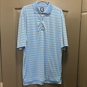 FootJoy Men's Light Blue and White Polo Shirt Size M